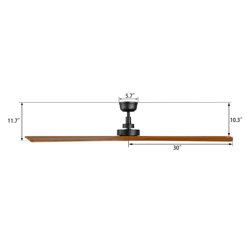 Carro Athena 60in 3-Blade Ceiling Fan | Modern Black Antique Walnut and Solid Wood Blades | Living Room & Bedroom | 60 x 60 x | Model CFR603K4-N10-BM2-1
