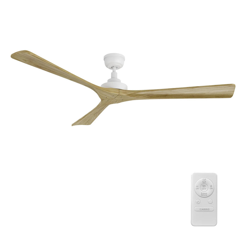 Carro Athena 60in 3-Blade Ceiling Fan | Modern White and Solid Wood Blades | Living Room & Bedroom | 60 x 60 x 12 in | Model CFR603K4-N10-WM5-1