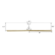 Carro Athena 60in 3-Blade Ceiling Fan | Modern White and Solid Wood Blades | Living Room & Bedroom | 60 x 60 x 12 in | Model CFR603K4-N10-WM5-1
