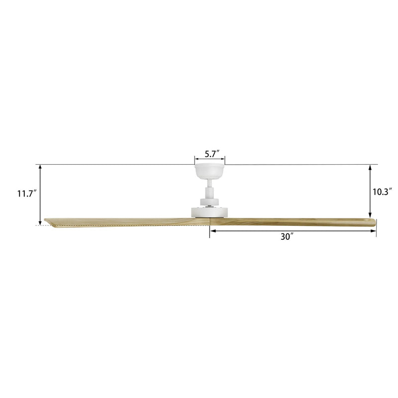 Carro Athena 60in 3-Blade Ceiling Fan | Modern White and Solid Wood Blades | Living Room & Bedroom | 60 x 60 x 12 in | Model CFR603K4-N10-WM5-1