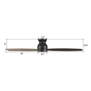 Carro Stanley 60in 3-Blade Flush Mount Ceiling Fan | Modern Black Barnwood and Plywood Blades | Living Room & Bedroom | 60 x | Model CFR603Q-N10-BG-1-FM