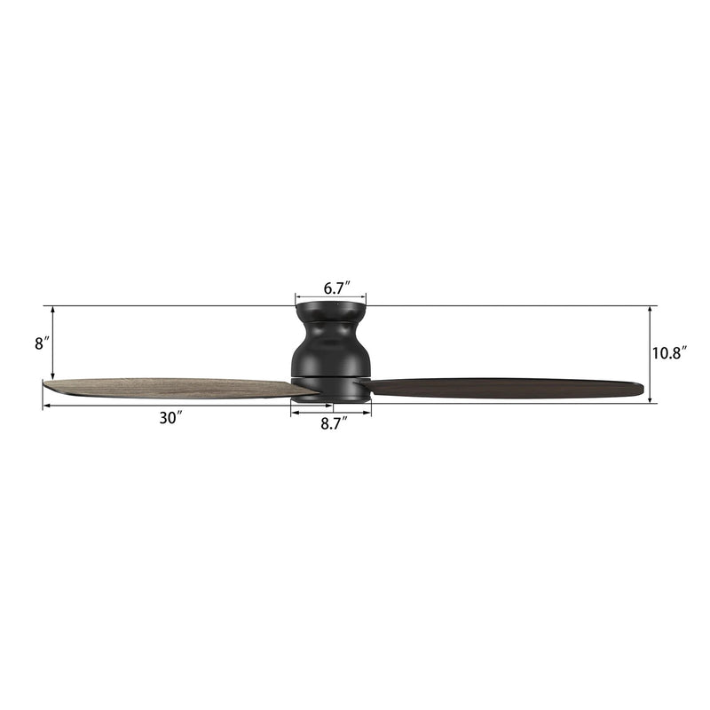 Carro Stanley 60in 3-Blade Flush Mount Ceiling Fan | Modern Black Barnwood and Plywood Blades | Living Room & Bedroom | 60 x | Model CFR603Q-N10-BG-1-FM