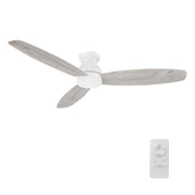 Carro Stanley 60in 3-Blade Flush Mount Ceiling Fan | Modern White and Plywood Blades | Living Room & Bedroom | 60 x 60 x 11 in | Model CFR603Q-N10-WP-1-FM