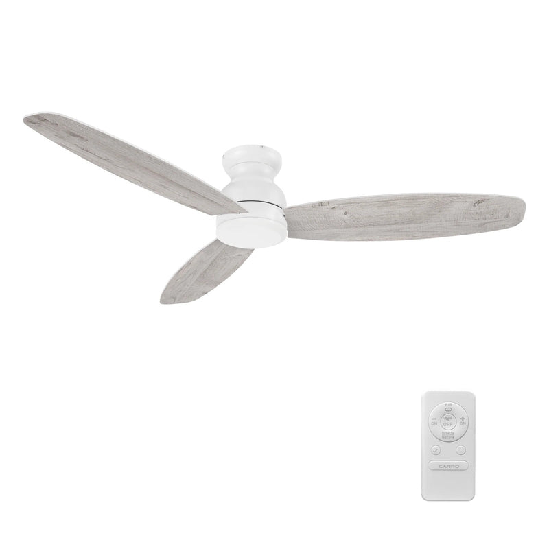 Carro Stanley 60in 3-Blade Flush Mount Ceiling Fan | Modern White and Plywood Blades | Living Room & Bedroom | 60 x 60 x 11 in | Model CFR603Q-N10-WP-1-FM