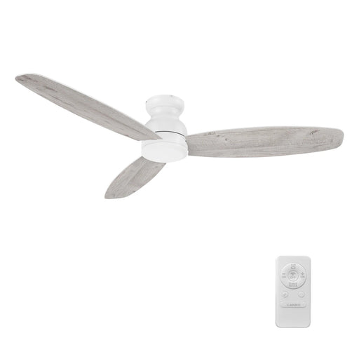 Carro Stanley 60in 3-Blade Flush Mount Ceiling Fan | Modern White and Plywood Blades | Living Room & Bedroom | 60 x 60 x 11 in | Model CFR603Q-N10-WP-1-FM