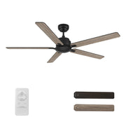 Carro Dunkirk 60in 5-Blade Ceiling Fan | Modern Black Barnwood Finish and Plywood Blades | Large Living Room & Great Room | 60 x | Model CFR605J-N10-BG-1