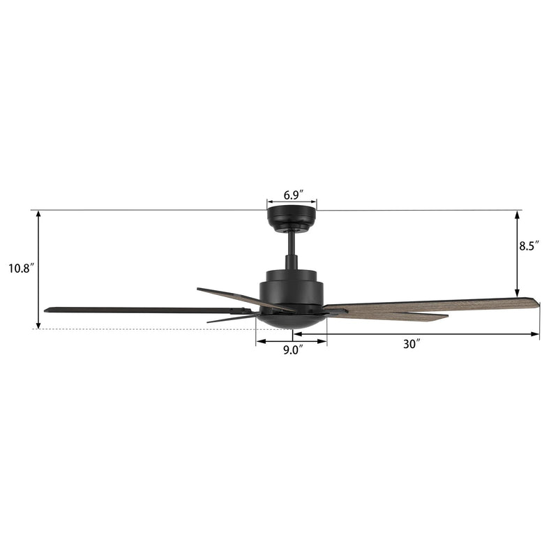 Carro Dunkirk 60in 5-Blade Ceiling Fan | Modern Black Barnwood Finish and Plywood Blades | Large Living Room & Great Room | 60 x | Model CFR605J-N10-BG-1