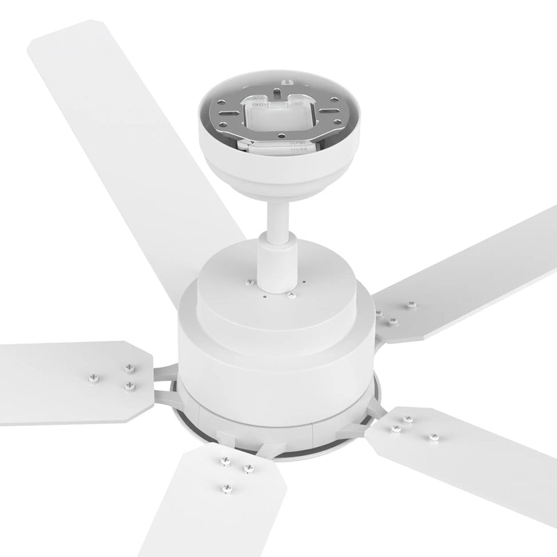 Carro Dunkirk 60in 5-Blade Ceiling Fan | Modern White Finish and Plywood Blades | Large Living Room & Great Room | 60 x 60 x 13.8 | Model CFR605J-N10-W1-1