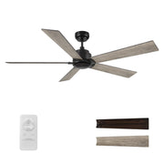 Carro Lurgan 60in 5-Blade Ceiling Fan | Modern Black Finish and Plywood Blades | Large Living Room & Great Room | 60 x 60 x 14 in | Model CFR605J1-N10-BG-1