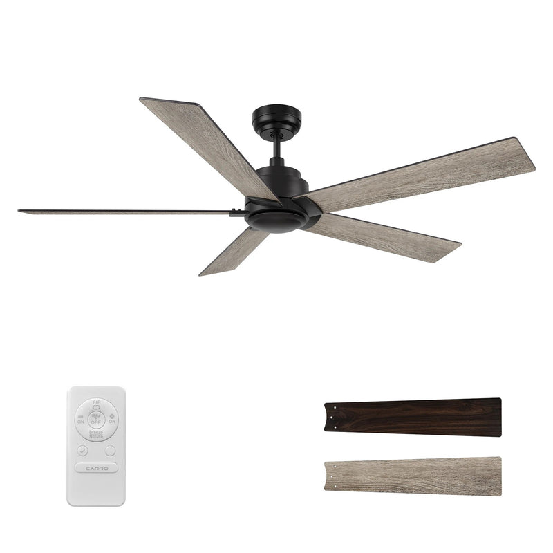Carro Lurgan 60in 5-Blade Ceiling Fan | Modern Black Finish and Plywood Blades | Large Living Room & Great Room | 60 x 60 x 14 in | Model CFR605J1-N10-BG-1