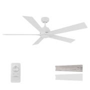 Carro Lurgan 60in 5-Blade Ceiling Fan | Modern White Finish and Plywood Blades | Large Living Room & Great Room | 60 x 60 x 14 in | Model CFR605J1-N10-WP-1