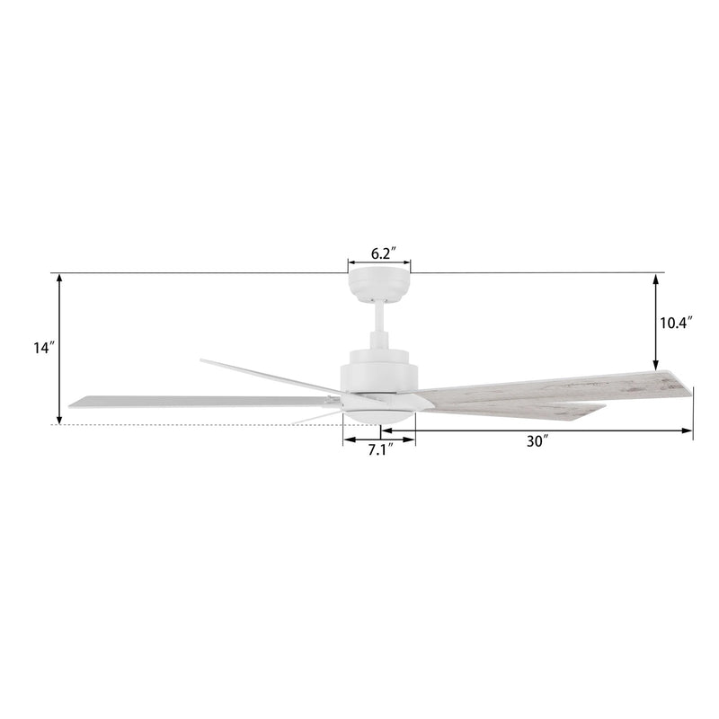 Carro Lurgan 60in 5-Blade Ceiling Fan | Modern White Finish and Plywood Blades | Large Living Room & Great Room | 60 x 60 x 14 in | Model CFR605J1-N10-WP-1