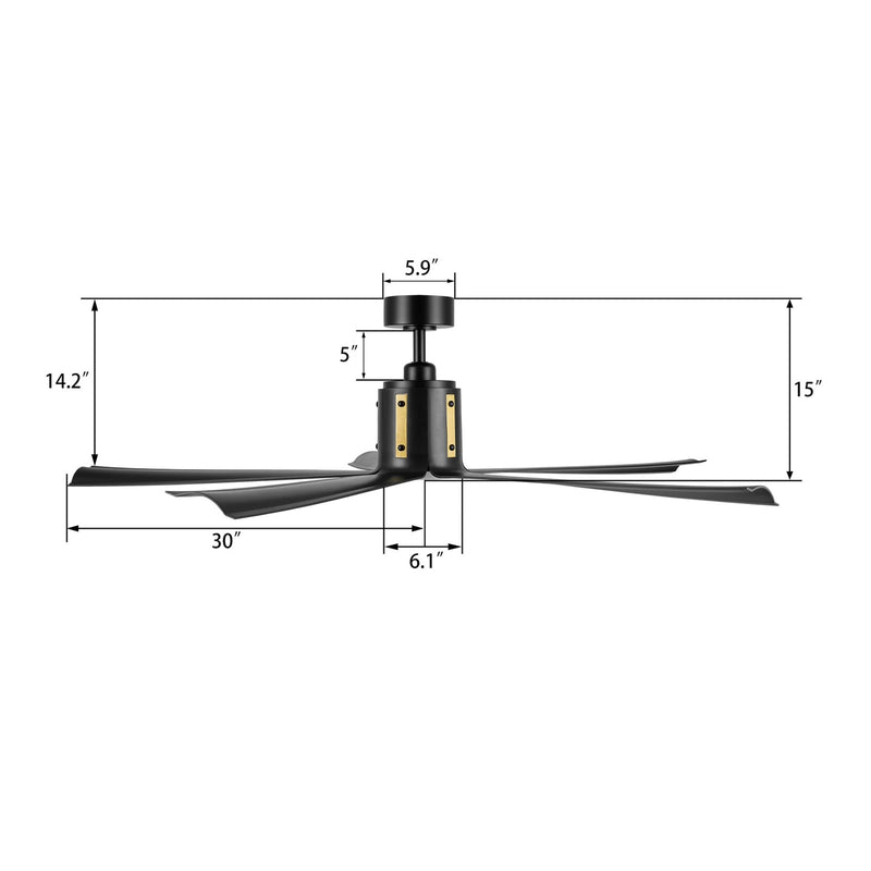 Carro Knox 60in 5-Blade Ceiling Fan | Black Plywood Blades and Integrated LED | Living Room & Bedroom | 60 x 60 x 15 in | Model CFR605T1-L11-B2-1A