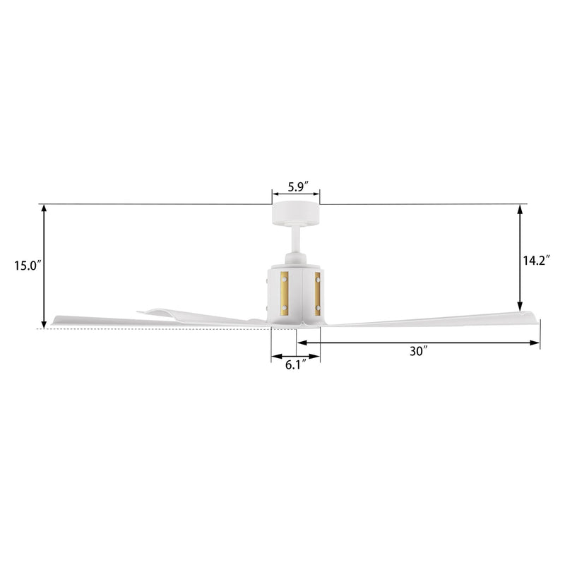 Carro Knox 60in 5-Blade Ceiling Fan | White Plywood Blades and Integrated LED | Living Room & Bedroom | 60 x 60 x 15 in | Model CFR605T1-L11-W1-1A