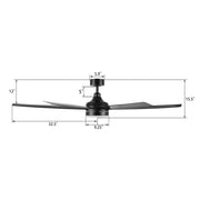 Carro Kima 65in 7-Blade Ceiling Fan | Black ABS Blades and Integrated LED | Living Room & Bedroom | 65 x 65 x 15 in | Model CFR657T3-L12-B2-1