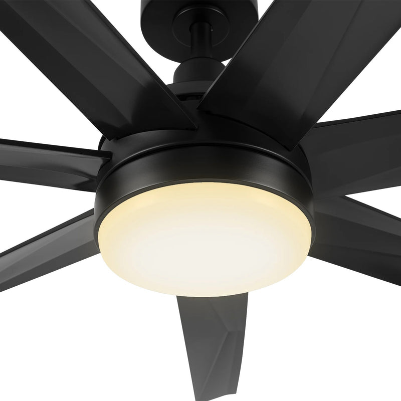 Carro Kima 65in 7-Blade Ceiling Fan | Black ABS Blades and Integrated LED | Living Room & Bedroom | 65 x 65 x 15 in | Model CFR657T3-L12-B2-1