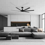 Carro Kima 65in 7-Blade Ceiling Fan | Black ABS Blades and Integrated LED | Living Room & Bedroom | 65 x 65 x 15 in | Model CFR657T3-L12-B2-1