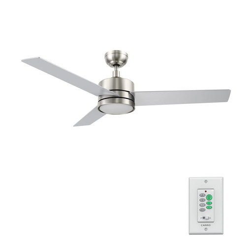 Carro Santana 52in 3-Blade Ceiling Fan | Brushed Nickel Plywood Blades and Integrated LED | Indoor Living Room & Bedroom | 15 x | Model CFW523E5-L12-SJ-1