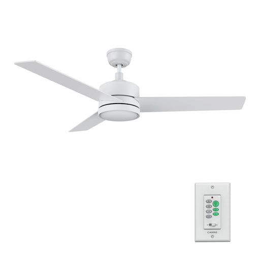 Carro Santana 52in 3-Blade Ceiling Fan | White Plywood Blades and Integrated LED | Indoor Living Room & Bedroom | 15 x 52 x 52 in | Model CFW523E5-L12-W1-1