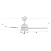 Carro Santana 52in 3-Blade Ceiling Fan | White Plywood Blades and Integrated LED | Indoor Living Room & Bedroom | 15 x 52 x 52 in | Model CFW523E5-L12-W1-1