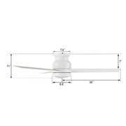 Carro Santana 52in 3-Blade Flush Mount Ceiling Fan | White Plywood Blades and Integrated LED | Indoor Low Ceiling Living Room | Model CFW523E5-L12-W1-1-FM