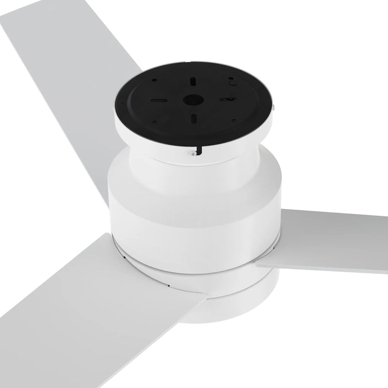Carro Santana 52in 3-Blade Flush Mount Ceiling Fan | White Plywood Blades and Integrated LED | Indoor Low Ceiling Living Room | Model CFW523E5-L12-W1-1-FM