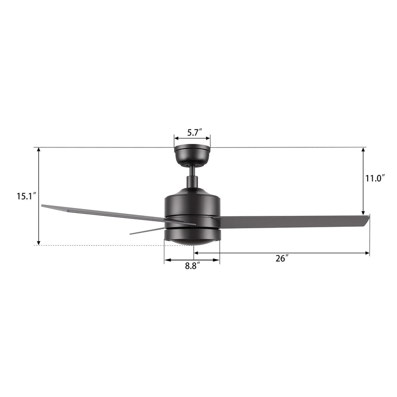 Carro Santana 52in 3-Blade Ceiling Fan | Modern Black and Plywood | Indoor Living Room & Bedroom | 52 x 52 x 15 in, DC Motor | Model CFW523E5-N10-B2-1
