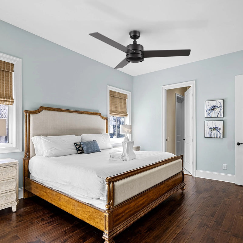 Carro Santana 52in 3-Blade Ceiling Fan | Modern Black and Plywood | Indoor Living Room & Bedroom | 52 x 52 x 15 in, DC Motor | Model CFW523E5-N10-B2-1