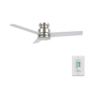 Carro Santana 52in 3-Blade Flush Mount Ceiling Fan | Modern Brushed Nickel and Plywood | Indoor Low Ceiling Living Room & | Model CFW523E5-N10-SJ-1-FM