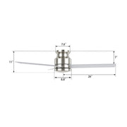 Carro Santana 52in 3-Blade Flush Mount Ceiling Fan | Modern Brushed Nickel and Plywood | Indoor Low Ceiling Living Room & | Model CFW523E5-N10-SJ-1-FM