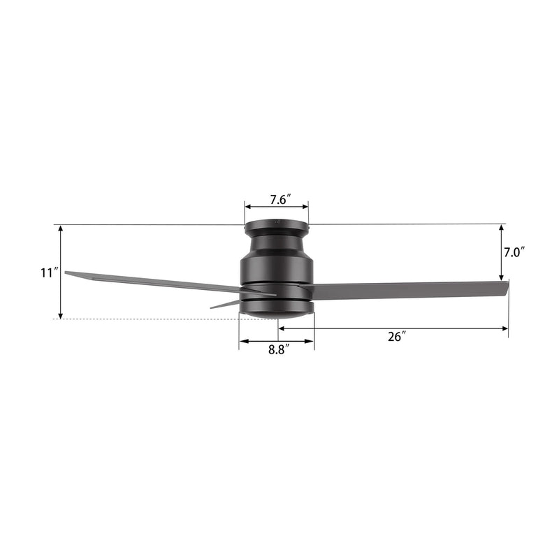 Carro Santana 52in 3-Blade Flush Mount Ceiling Fan | White Plywood Blades and White Finish | Low Ceiling Rooms & Bedrooms | Model CFW523E5-N10-W1-1-FM