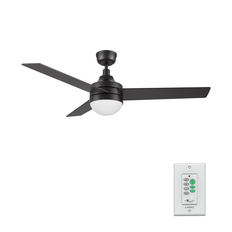 Carro Kimball 52in 3-Blade Ceiling Fan | Black Finish Plywood Blades with Integrated LED | Living Room & Bedroom | 52 x 52 x | Model CFW523E6-L12-B2-1