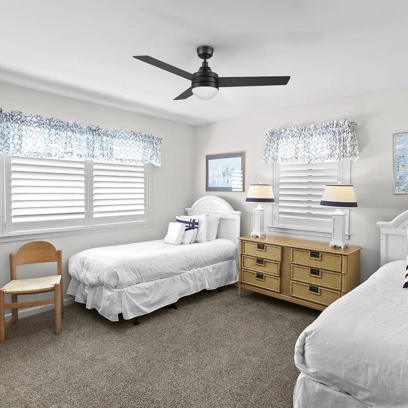 Carro Kimball 52in 3-Blade Ceiling Fan | Black Finish Plywood Blades with Integrated LED | Living Room & Bedroom | 52 x 52 x | Model CFW523E6-L12-B2-1