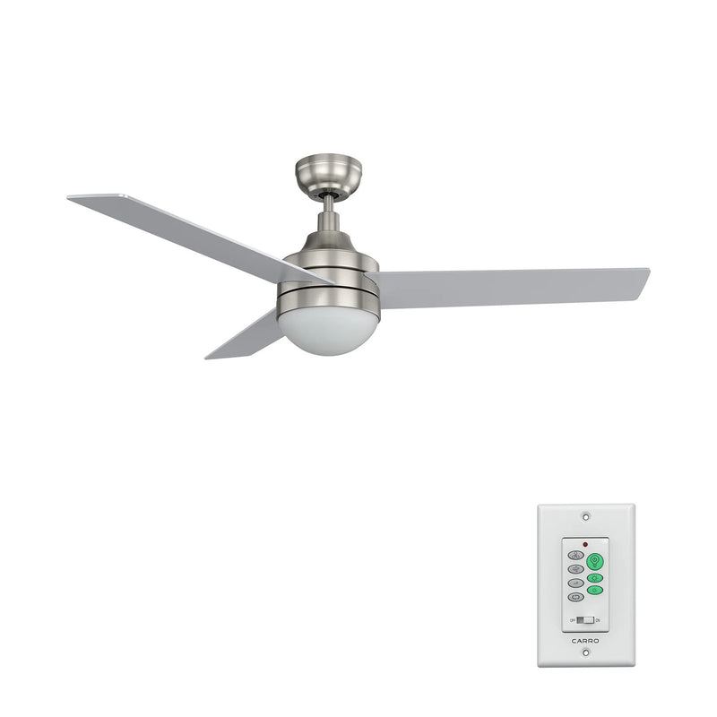 Carro Kimball 52in 3-Blade Ceiling Fan | Brushed Nickel Finish Plywood Blades with Integrated LED | Living Room & Bedroom | 52 x | Model CFW523E6-L12-SJ-1