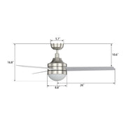 Carro Kimball 52in 3-Blade Ceiling Fan | Brushed Nickel Finish Plywood Blades with Integrated LED | Living Room & Bedroom | 52 x | Model CFW523E6-L12-SJ-1