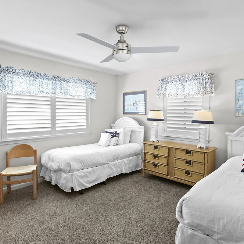 Carro Kimball 52in 3-Blade Ceiling Fan | Brushed Nickel Finish Plywood Blades with Integrated LED | Living Room & Bedroom | 52 x | Model CFW523E6-L12-SJ-1