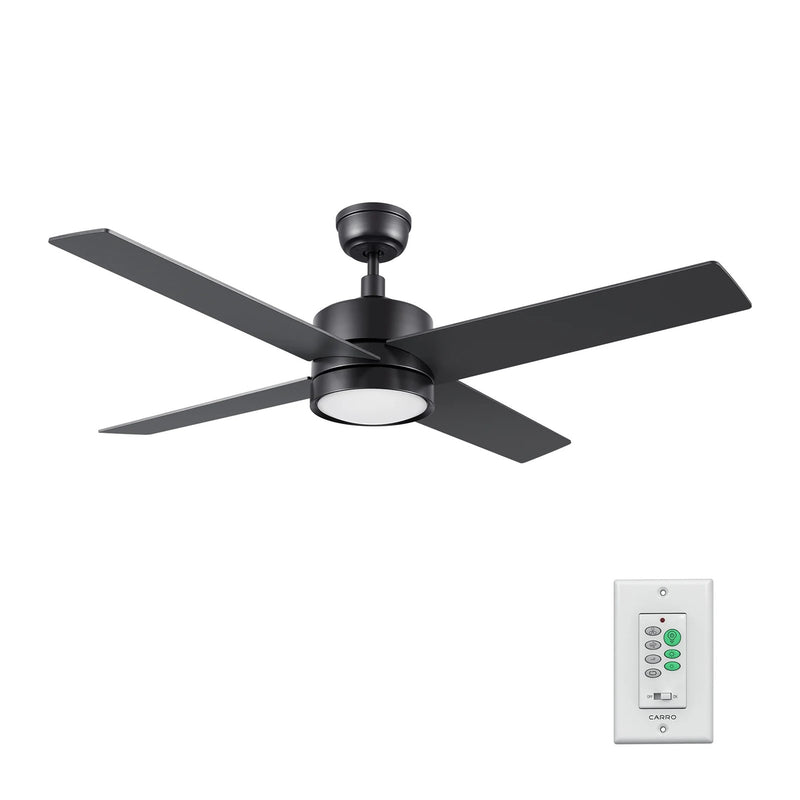Carro Santana 52in 4-Blade Ceiling Fan | Black Plywood and Integrated LED | Living Room & Bedroom | 15.1 x 52 x 52 in | Model CFW524E5-L12-B2-1