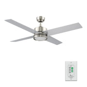 Carro Santana 52in 4-Blade Ceiling Fan | Brushed Nickel Plywood and Integrated LED | Living Room & Bedroom | 15.1 x 52 x 52 in | Model CFW524E5-L12-SJ-1