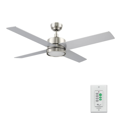 Carro Santana 52in 4-Blade Ceiling Fan | Brushed Nickel Plywood and Integrated LED | Living Room & Bedroom | 15.1 x 52 x 52 in | Model CFW524E5-L12-SJ-1