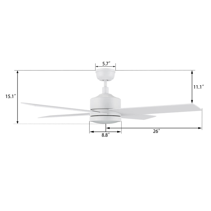 Carro Santana 52in 4-Blade Ceiling Fan | White Plywood Blades with Integrated LED | Living Room & Bedroom | 52 x 52 x 15.1 in | Model CFW524E5-L12-W1-1