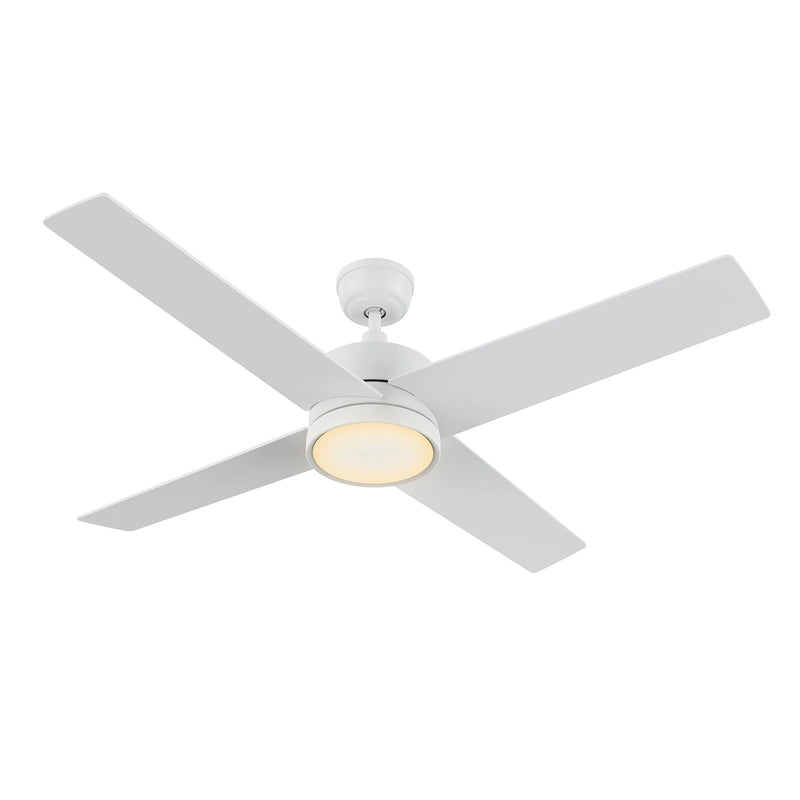 Carro Santana 52in 4-Blade Ceiling Fan | White Plywood Blades with Integrated LED | Living Room & Bedroom | 52 x 52 x 15.1 in | Model CFW524E5-L12-W1-1