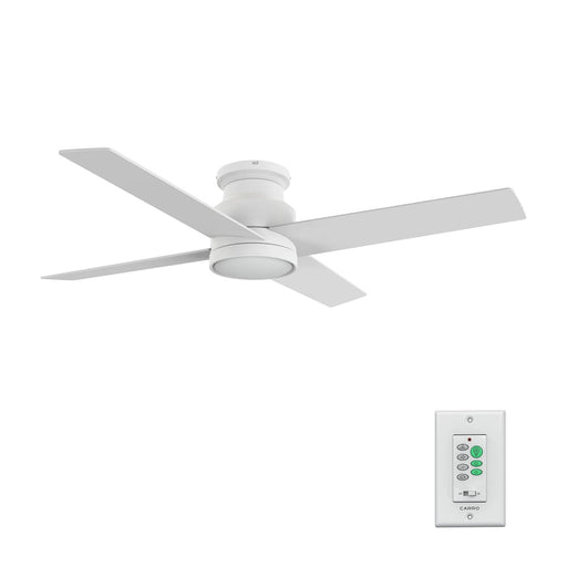 Carro Santana 52in Flush Mount Ceiling Fan | White Plywood Blades with Integrated LED | Low Ceiling Living Room & Bedroom | Model CFW524E5-L12-W1-1-FM