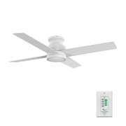 Carro Santana 52in Flush Mount Ceiling Fan | White Plywood Blades with Integrated LED | Low Ceiling Living Room & Bedroom | Model CFW524E5-L12-W1-1-FM
