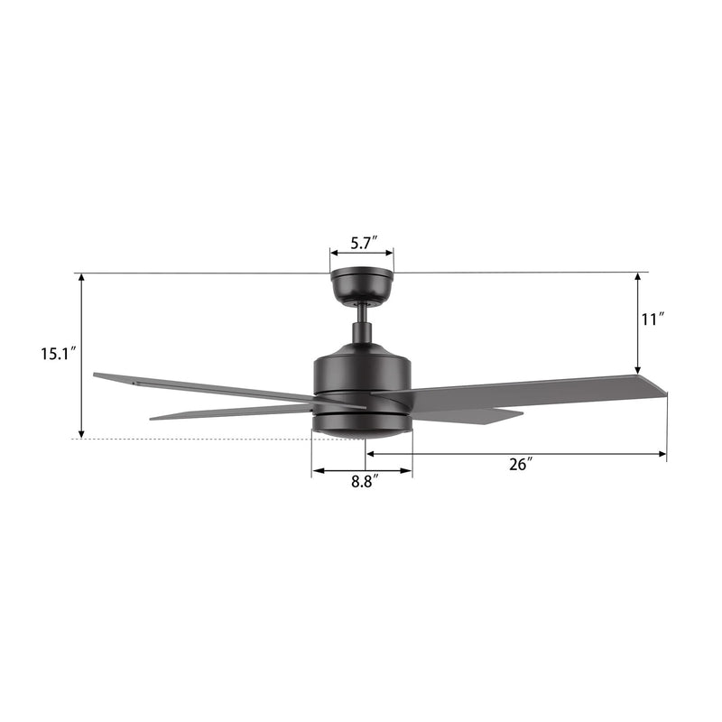 Carro Santana 52in 4-Blade Ceiling Fan | Black Plywood Blades with Wall Control | Living Room & Bedroom | 52 x 52 x 15.1 in | Model CFW524E5-N10-B2-1