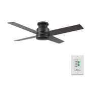 Carro Santana 52in Flush Mount Ceiling Fan | Black Plywood Blades with Wall Control | Low Ceiling Living Room & Bedroom | 52 | Model CFW524E5-N10-B2-1-FM