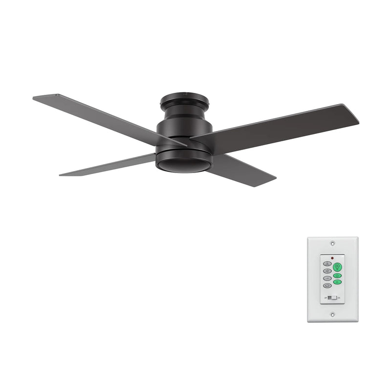 Carro Santana 52in Flush Mount Ceiling Fan | Black Plywood Blades with Wall Control | Low Ceiling Living Room & Bedroom | 52 | Model CFW524E5-N10-B2-1-FM