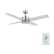 Carro Santana 52in 4-Blade Ceiling Fan | Brushed Nickel Plywood Blades | Bedroom & Living Room | 52 x 52 x 15.1 in, DC Motor | Model CFW524E5-N10-SJ-1