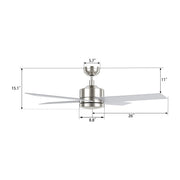 Carro Santana 52in 4-Blade Ceiling Fan | Brushed Nickel Plywood Blades | Bedroom & Living Room | 52 x 52 x 15.1 in, DC Motor | Model CFW524E5-N10-SJ-1