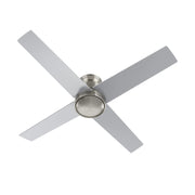 Carro Santana 52in 4-Blade Flush Mount Ceiling Fan | Brushed Nickel Plywood Blades | Bedroom & Living Room | 52 x 52 x 11 in | Model CFW524E5-N10-SJ-1-FM