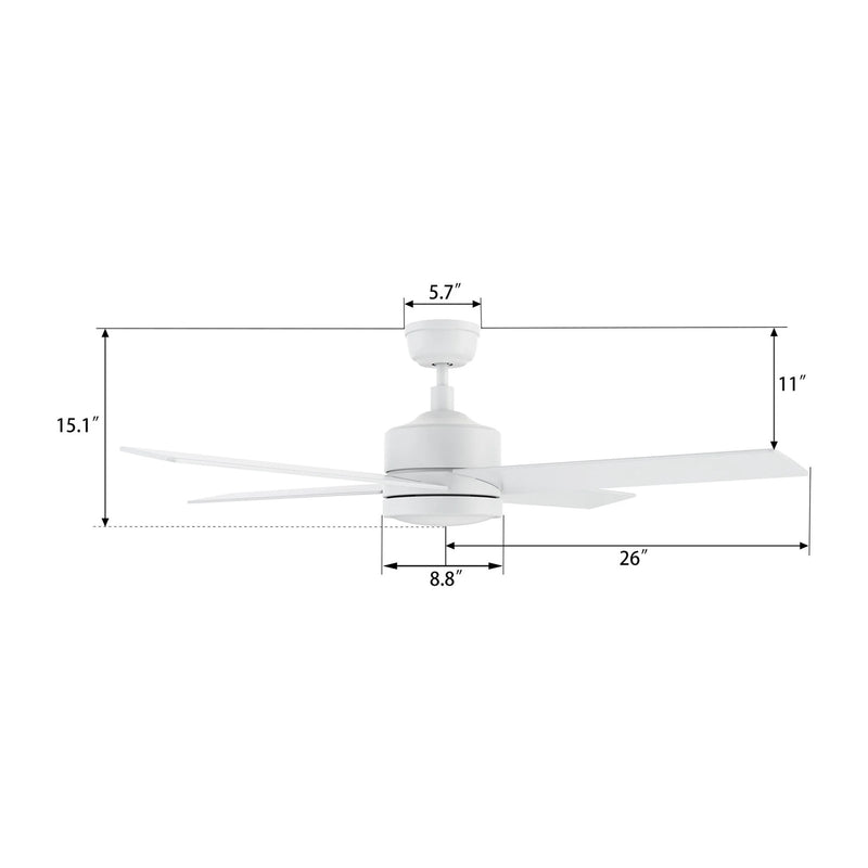 Carro Santana 52in 4-Blade Ceiling Fan | White Plywood Blades | Bedroom & Living Room | 52 x 52 x 15.1 in, DC Motor, Wall Control | Model CFW524E5-N10-W1-1